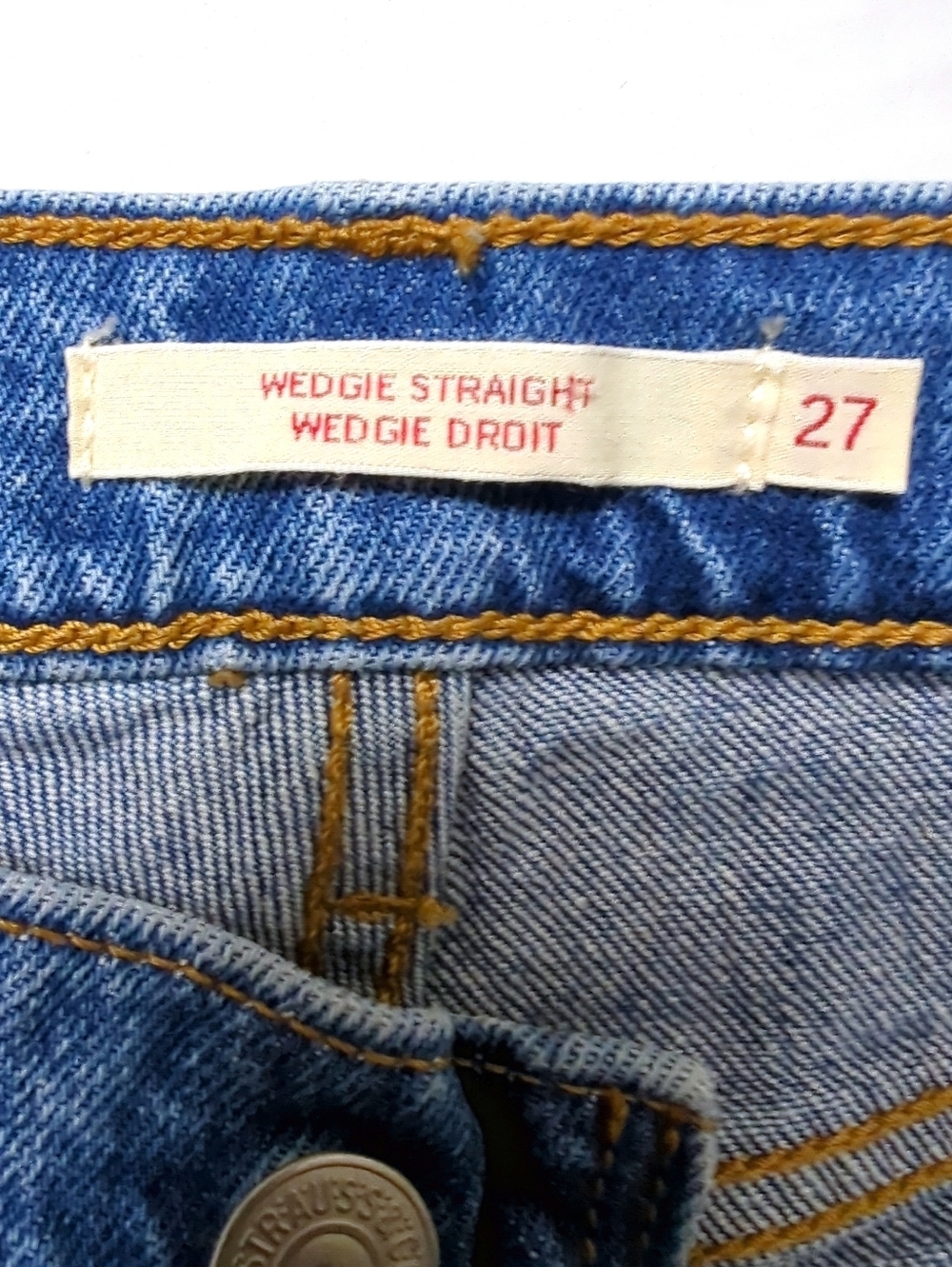 Levi's Wedgie Straight Jeans Size 27 High Waisted Cropped Denim Medium Wash - Picture 7 of 9